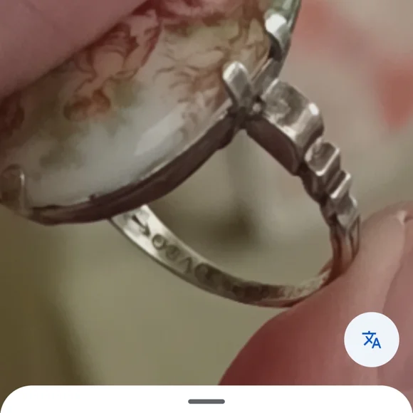 Sterling Silver Vintage Cameo Courting Couple Ring Size 6 - Picture 9 of 10